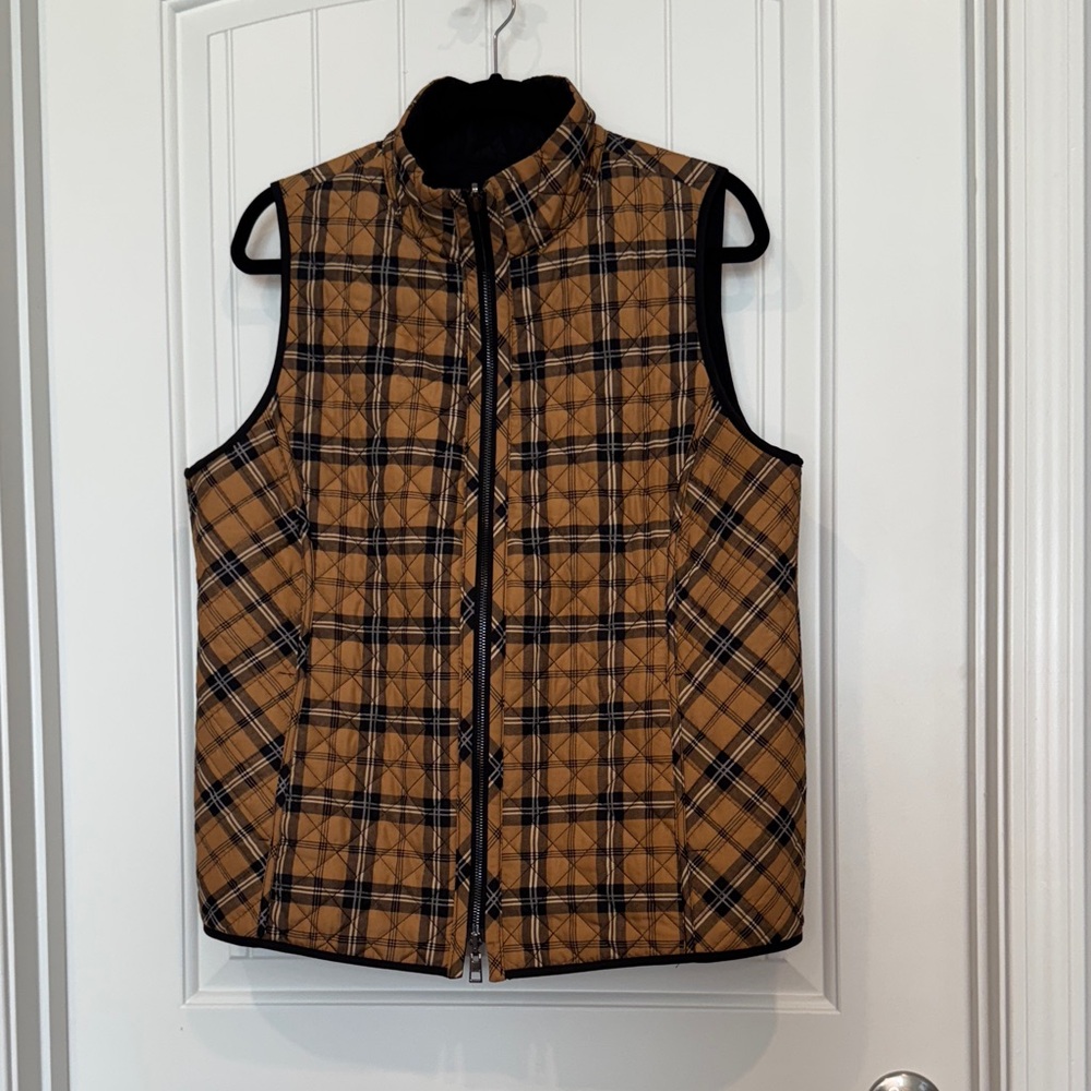 Chico's Black Quilted Vest with Tan Lining